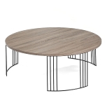 Coffee table K/D,Top in light grey oak paper veneer,legs metal stick in black