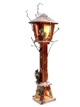 small wooden street lantern with snow deco with 10 LEDs, battery operated for