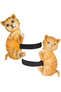 POLYRESIN CAT  WIT BIND,SET OF 2PCS