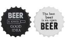 PLASTIC  BEER OPENER  WITH MAGNETS AS SET/2, white one w/wording: "The best