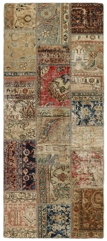 Persischer Vintage Patchwork Teppich handgeknüpft