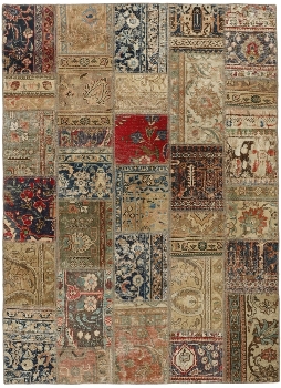 Persischer Vintage Patchwork Teppich handgeknüpft