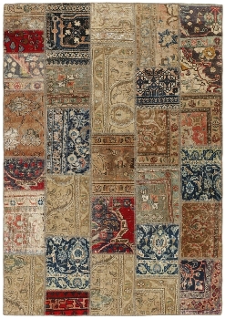 Persischer Vintage Patchwork Teppich handgeknüpft