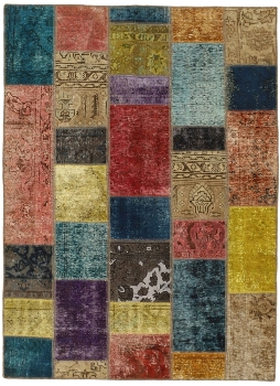 Persischer Vintage Patchwork Teppich handgeknüpft