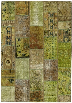 Persischer Vintage Patchwork Teppich handgeknüpft