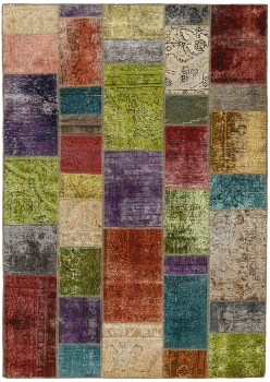 Persischer Vintage Patchwork Teppich handgeknüpft