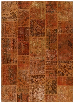 Persischer Vintage Patchwork Teppich handgeknüpft