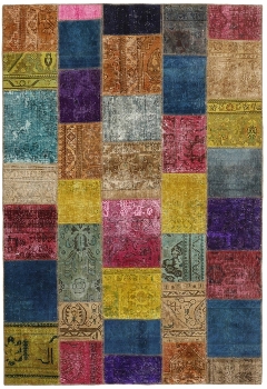 Persischer Vintage Patchwork Teppich handgeknüpft