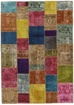 Persischer Vintage Patchwork Teppich handgeknüpft