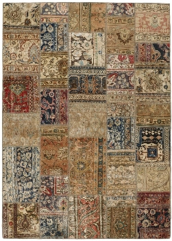 Persischer Vintage Patchwork Teppich handgeknüpft