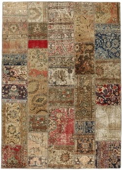Persischer Vintage Patchwork Teppich handgeknüpft