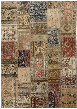 Persischer Vintage Patchwork Teppich handgeknüpft
