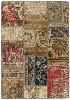 Persischer Vintage Patchwork Teppich handgeknüpft