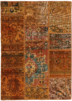 Persischer Vintage Patchwork Teppich handgeknüpft