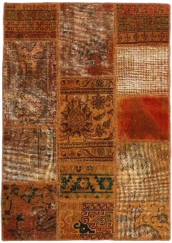 Persischer Vintage Patchwork Teppich handgeknüpft