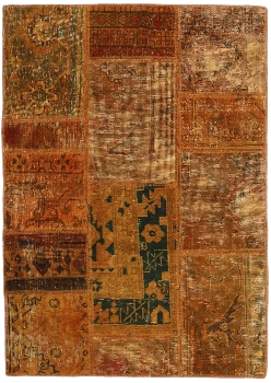 Persischer Vintage Patchwork Teppich handgeknüpft