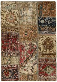 Persischer Vintage Patchwork Teppich handgeknüpft