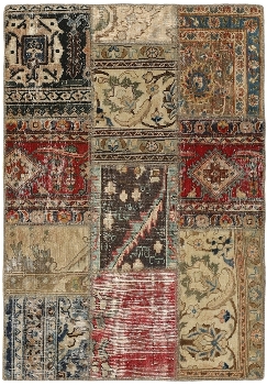 Persischer Vintage Patchwork Teppich handgeknüpft
