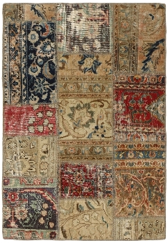 Persischer Vintage Patchwork Teppich handgeknüpft