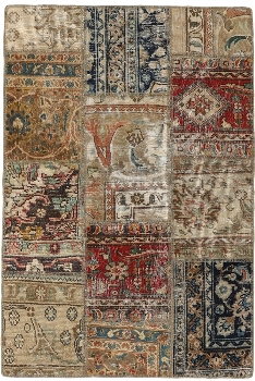 Persischer Vintage Patchwork Teppich handgeknüpft
