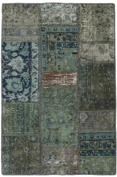 Persischer Vintage Patchwork Teppich handgeknüpft
