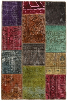 Persischer Vintage Patchwork Teppich handgeknüpft
