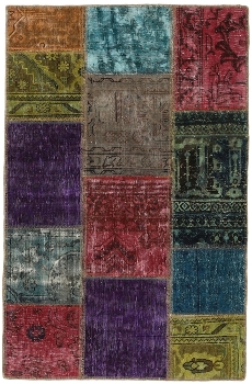 Persischer Vintage Patchwork Teppich handgeknüpft