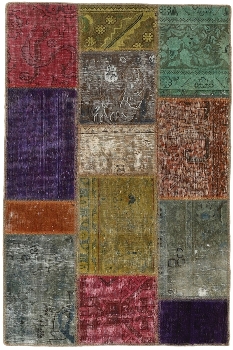 Persischer Vintage Patchwork Teppich handgeknüpft