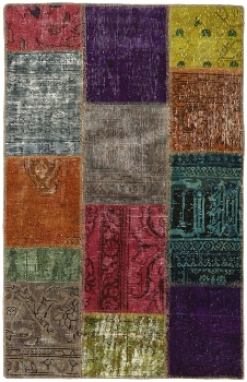 Persischer Vintage Patchwork Teppich handgeknüpft