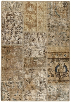 Persischer Vintage Patchwork Teppich handgeknüpft