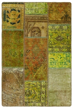 Persischer Vintage Patchwork Teppich handgeknüpft