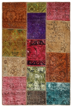 Persischer Vintage Patchwork Teppich handgeknüpft