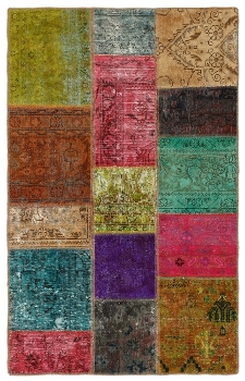 Persischer Vintage Patchwork Teppich handgeknüpft