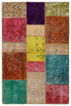Persischer Vintage Patchwork Teppich handgeknüpft