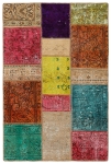 Persischer Vintage Patchwork Teppich handgeknüpft