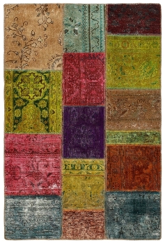 Persischer Vintage Patchwork Teppich handgeknüpft