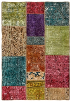Persischer Vintage Patchwork Teppich handgeknüpft