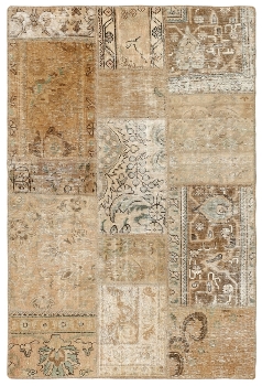 Persischer Vintage Patchwork Teppich handgeknüpft