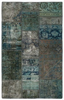 Persischer Vintage Patchwork Teppich handgeknüpft