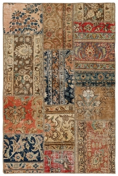 Persischer Vintage Patchwork Teppich handgeknüpft