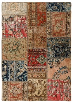 Persischer Vintage Patchwork Teppich handgeknüpft