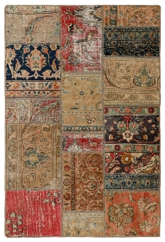 Persischer Vintage Patchwork Teppich handgeknüpft