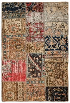 Persischer Vintage Patchwork Teppich handgeknüpft