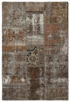 Persischer Vintage Patchwork Teppich handgeknüpft