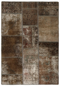 Persischer Vintage Patchwork Teppich handgeknüpft