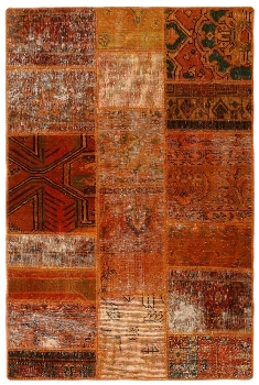 Persischer Vintage Patchwork Teppich handgeknüpft