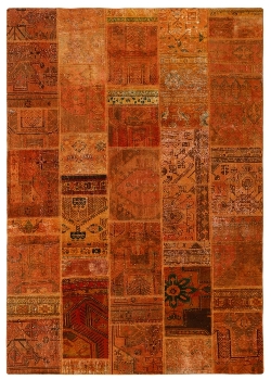 Persischer Vintage Patchwork Teppich handgeknüpft