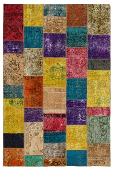 Persischer Vintage Patchwork Teppich handgeknüpft