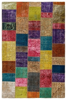 Persischer Vintage Patchwork Teppich handgeknüpft