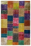 Persischer Vintage Patchwork Teppich handgeknüpft